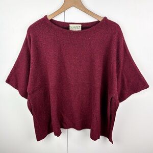 Aran Woollen Mills 80% Lambswool Irish Wool Short Sleeve Open Side Sweater Red